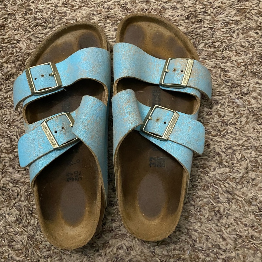 Birkenstock Arizona dusty light blue regular footbed 37